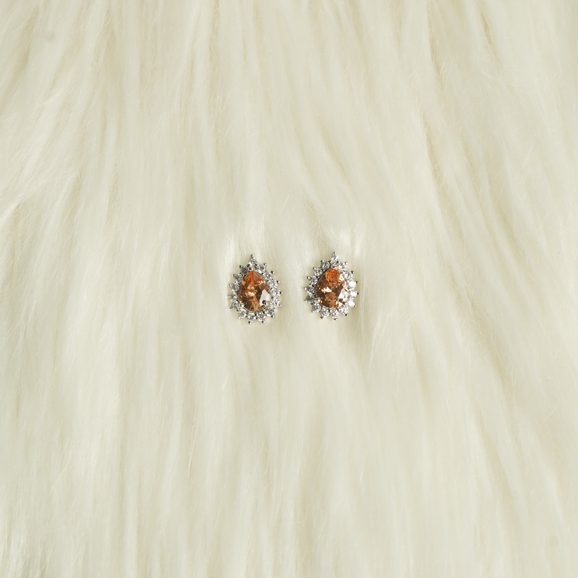 Teardrop Crystal Stud Earrings with Halo Setting