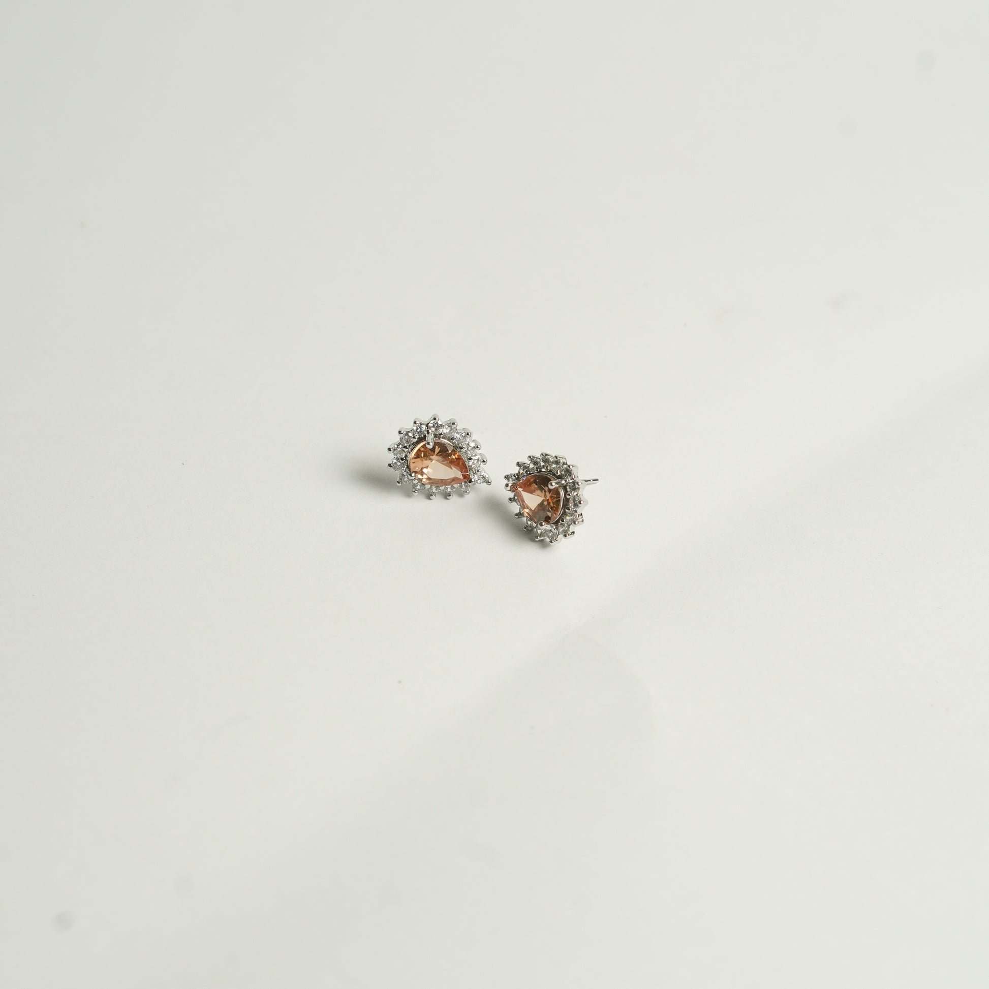 Teardrop Crystal Stud Earrings with Halo Setting