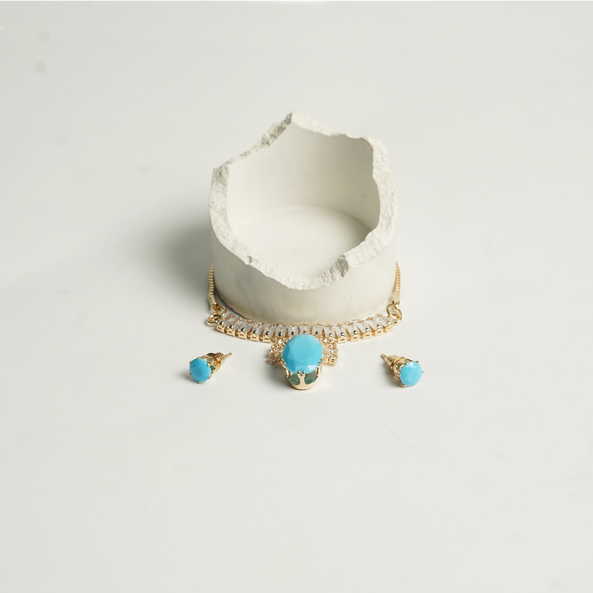Elegant Stone Necklace & Earring Set